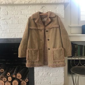 ‼️SOLD‼️ Vintage Faux Shearling Suede Button Down Coat